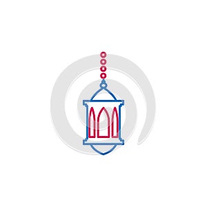 Islam, lantern 2 colored line icon. Simple blue and red element illustration. Islam, lantern concept outline symbol design from