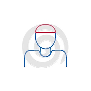 Islam, muslim man 2 colored line icon. Simple blue and red element illustration. Islam, muslim man concept outline symbol design