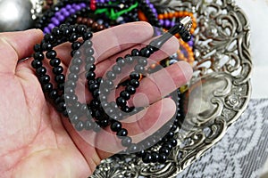 Islam and prayer beads, colorful prayer beads, dhikr and prayer beads photo
