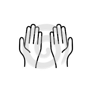 Islam prayer hands. Simple monoline icon style for muslim ramadan and eid al fitr celebration