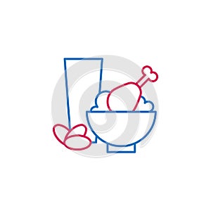 Islam, Ramadan iftar 2 colored line icon. Simple blue and red element illustration. Islam, Ramadan iftar concept outline symbol