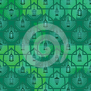 Islam shape hang Ramadan lantern seamless pattern