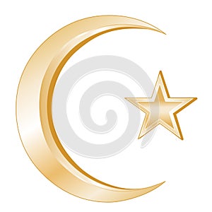 Islam Symbol, gold, isolated on a white background