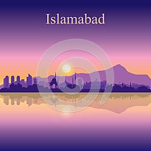 Islamabad city silhouette on sunset background photo
