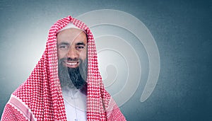 Islamic Arabian Sheikh with beard smiling