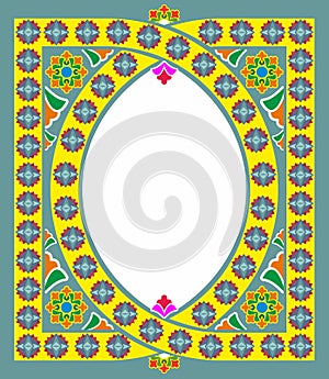 Islamic and Arabic frame pattern with space for text. Geometric