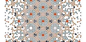 Islamic, arabic seamless vector pattern, texture, background . Geometric halftone arabic texture with color tile