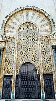 Islamic architectural element of the Hassan II Mosque in Casablanca