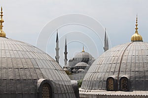 Islamic architecture on the Blue Mosque dome. Istambul, Turkey