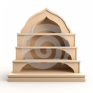 Islamic Art Inspired Wooden Shelf With Three Stairs