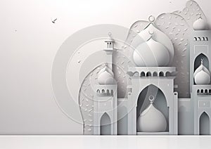 An islamic background for a mosque in gray, a background for Ramadan. Social media posts.