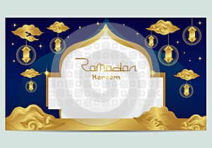 Islamic Background For Ramdan Karem Landscape is suitable for Design Templates Premium Vector