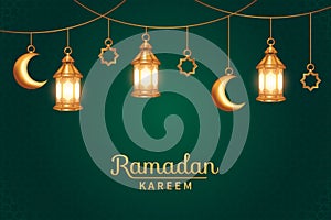 Islamic background suitable for Ramadan, Eid al Adha, Eid al Fitr. Ramadan kareem with realistic 3d lantern