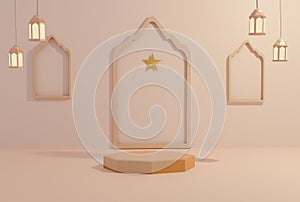 Islamic backgrund product display podium lantern mockup