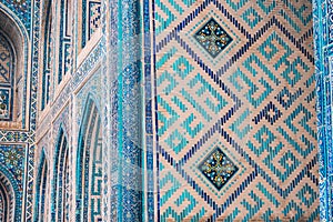 Islamic blue mosque pattern of Persian empire in Uzbekistan