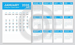 Islamic Calendar Year 2020-1441. Hijri and Gregorian calendar. photo