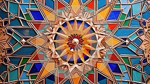 Islamic calligraphy and colorful geometric patterns AI, Generated Image