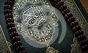 Islamic concept - The holy Quran, Islamic Holy Quran, and Subha on Soft Light