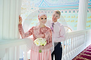 Islamic couple in the mosque on a wedding ceremony