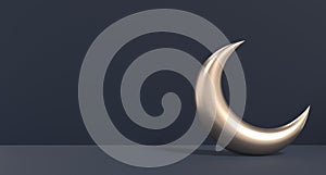 Islamic crescent moon icon. Gold crescent moon. Symbol shape design for islamic, religion, ramadan and eid concept