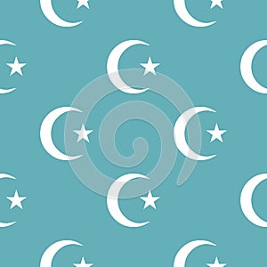 Islamic crescent moon pattern seamless blue