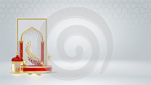 Islamic decoration background, luxury style, Ramadan Kareem, mawlid, iftar, isra miraj, eid al fitr adha, copy space text area.