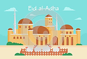 Islamic design illustration concept for Happy eid al adha