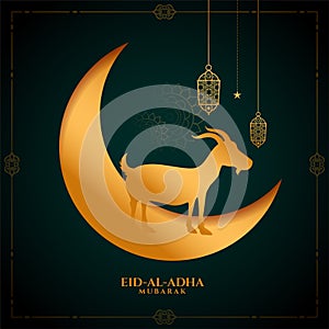 Islamic eid al adha bakrid mubarak golden background