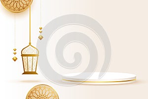 Islamic eid banner with podium display