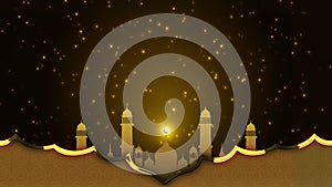 Islamic eid festival glowing lamps Lantern Greeting Celebration abstract Loop background.