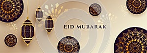 Islamic eid mubarak festival celebration banner design