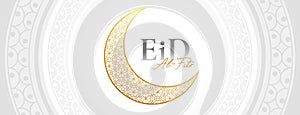 islamic festival eid al fitr wishes banner with golden half crescent