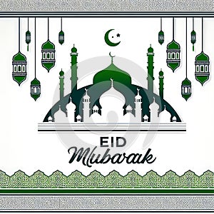 Islamic festival mosque eid mubarak islamic greeting card background