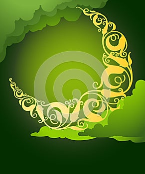 Islamic floral crescent moon