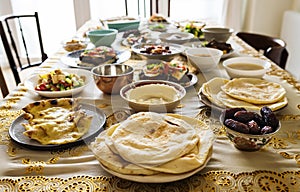 Islamic foods at Ramadan feast photo