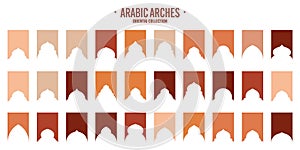 Islamic frames, oriental style objects. Arabic shapes, windows and arches. Traditional ornamental banner, frame. Muslim