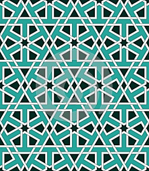 Islamic geometric ornaments based on traditional arabic art. Oriental seamless pattern. Muslim mosaic. Mosque decoration