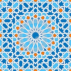 Islamic geometric ornaments based on traditional arabic art. Oriental seamless pattern. Muslim mosaic. Mosque decoration