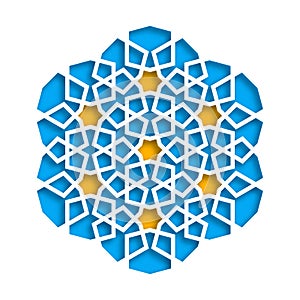 Islamic geometric pattern. Vector 3D muslim mosaic, persian motif. Elegant oriental ornament, traditional arabic art