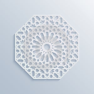 Islamic geometric pattern. Vector muslim mosaic, persian motif. Elegant white oriental ornament, traditional arabic art.