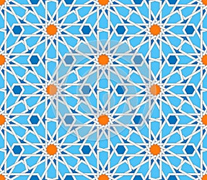 Islamic geometric seamless pattern. Turkish ornament, traditional oriental arabic art. Muslim mosaic. Colorful vector
