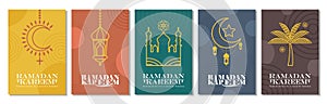 Islamic greeting card set template with ramadan for wallpaper design Poster, media banner