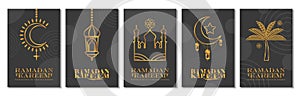 Islamic greeting card set template with ramadan for wallpaper design Poster, media banner