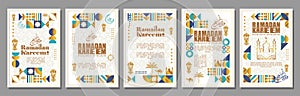 Islamic greeting card set template with ramadan for wallpaper design Poster, media banner