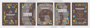 Islamic greeting card set template with ramadan for wallpaper design Poster, media banner