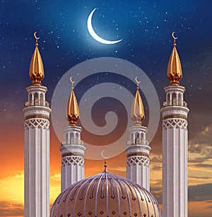 Islamic greeting Eid Mubarak cards for Muslim Holidays.Eid-Ul-A photo