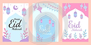 Islamic happy Eid Mubarak envelope set collection illustration photo