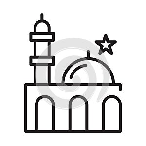 Islamic Icons Line Art Vector, Ramadan Kareem Elements, Eid Mubarak Design Elements, Muslim Prayer, Mosque