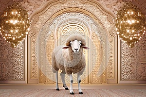 Islamic-inspired backdrop accentuates the graceful presence of the sheep