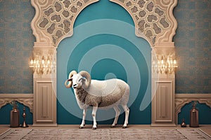 Islamic-inspired backdrop accentuates the graceful presence of the sheep
